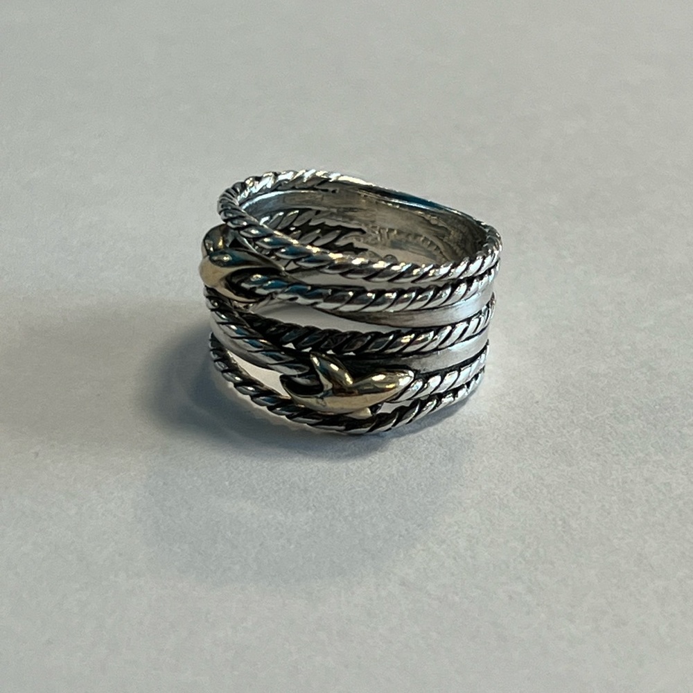 David Yurman Double X Crossover Ring Gem